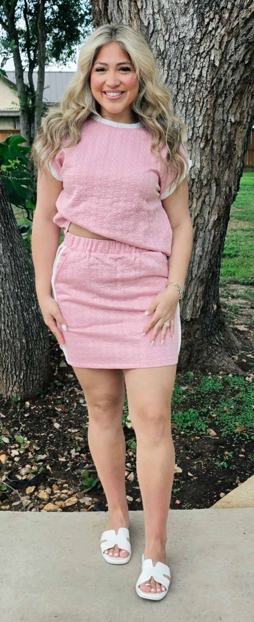 Sophia textured skirt set