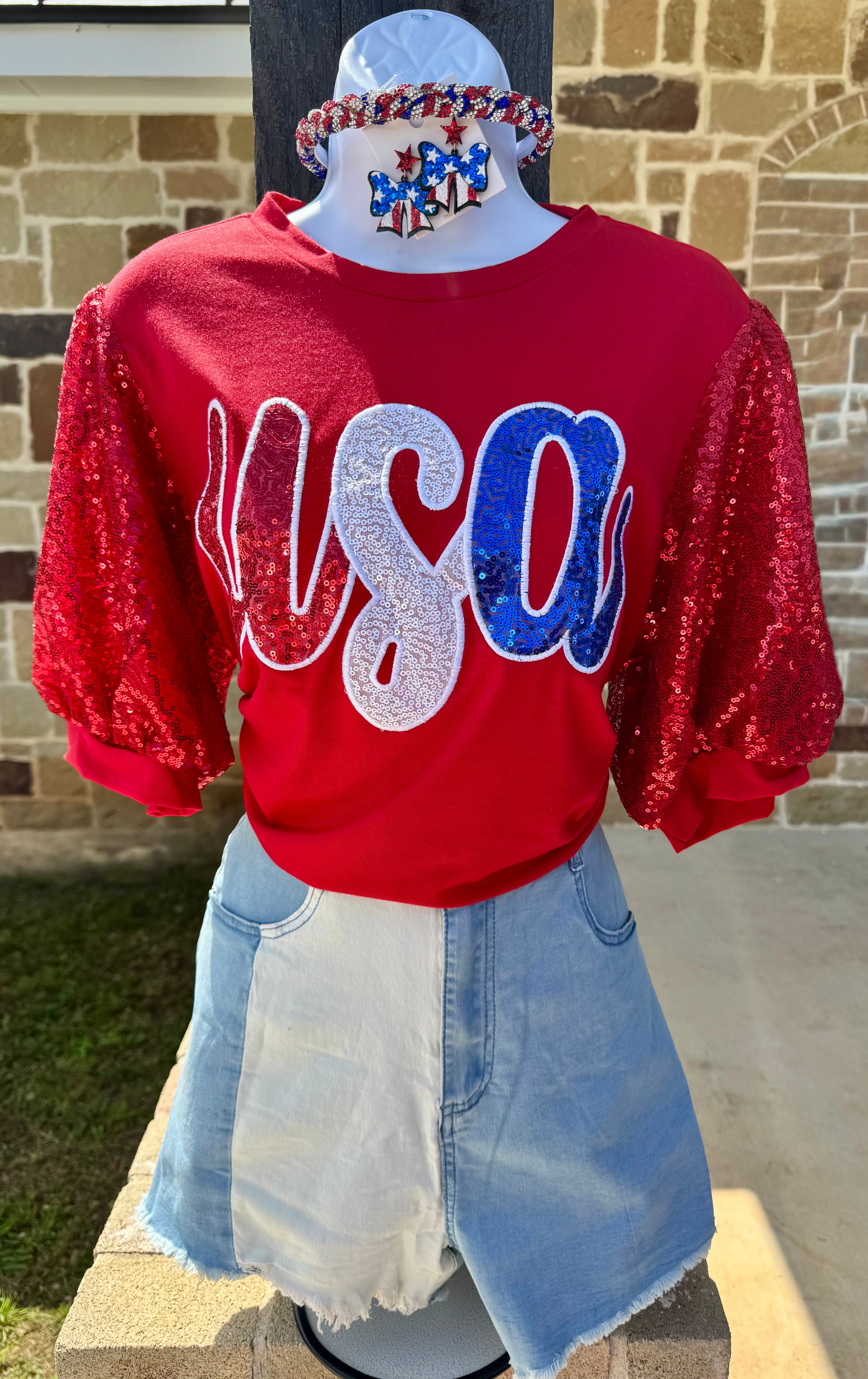 USA sequin top