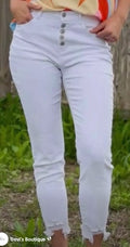 White button fly pants